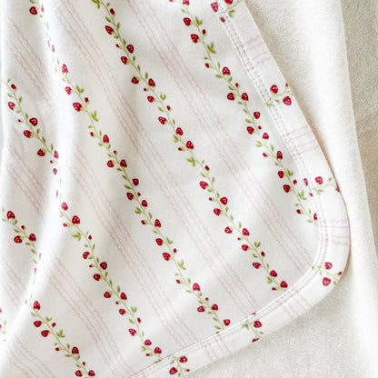 Strawberry Stripe Organic Cotton Hooded Baby Towel