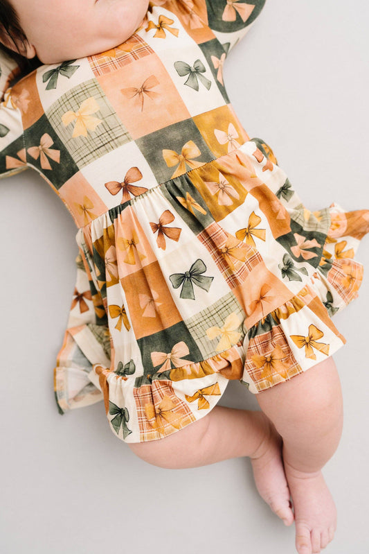 Bow Patchwork Bodysuit Bamboo Dress