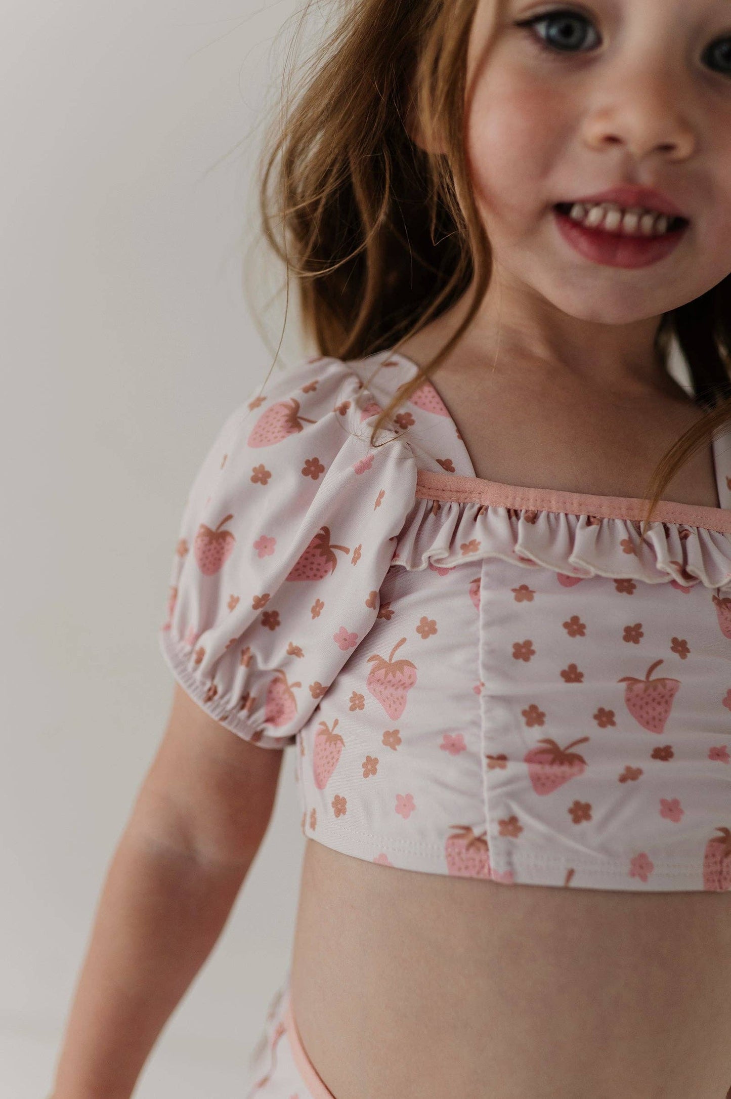 Strawberry Puff Sleeve Swimsuit