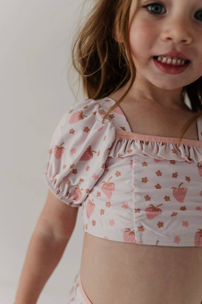 Strawberry Puff Sleeve Swimsuit
