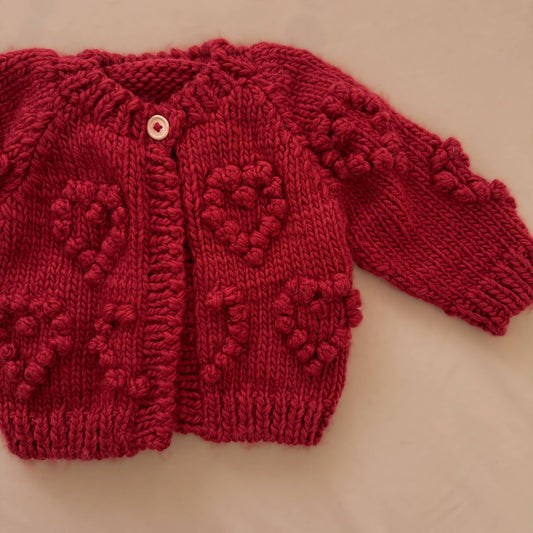 Red Heart Popcorn Cardigan | Baby & Kid Valentine's Sweater