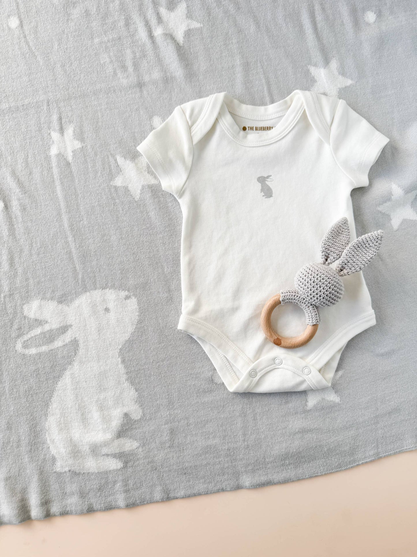 Bunny, Stars & Moon Organic Cotton Baby Blanket