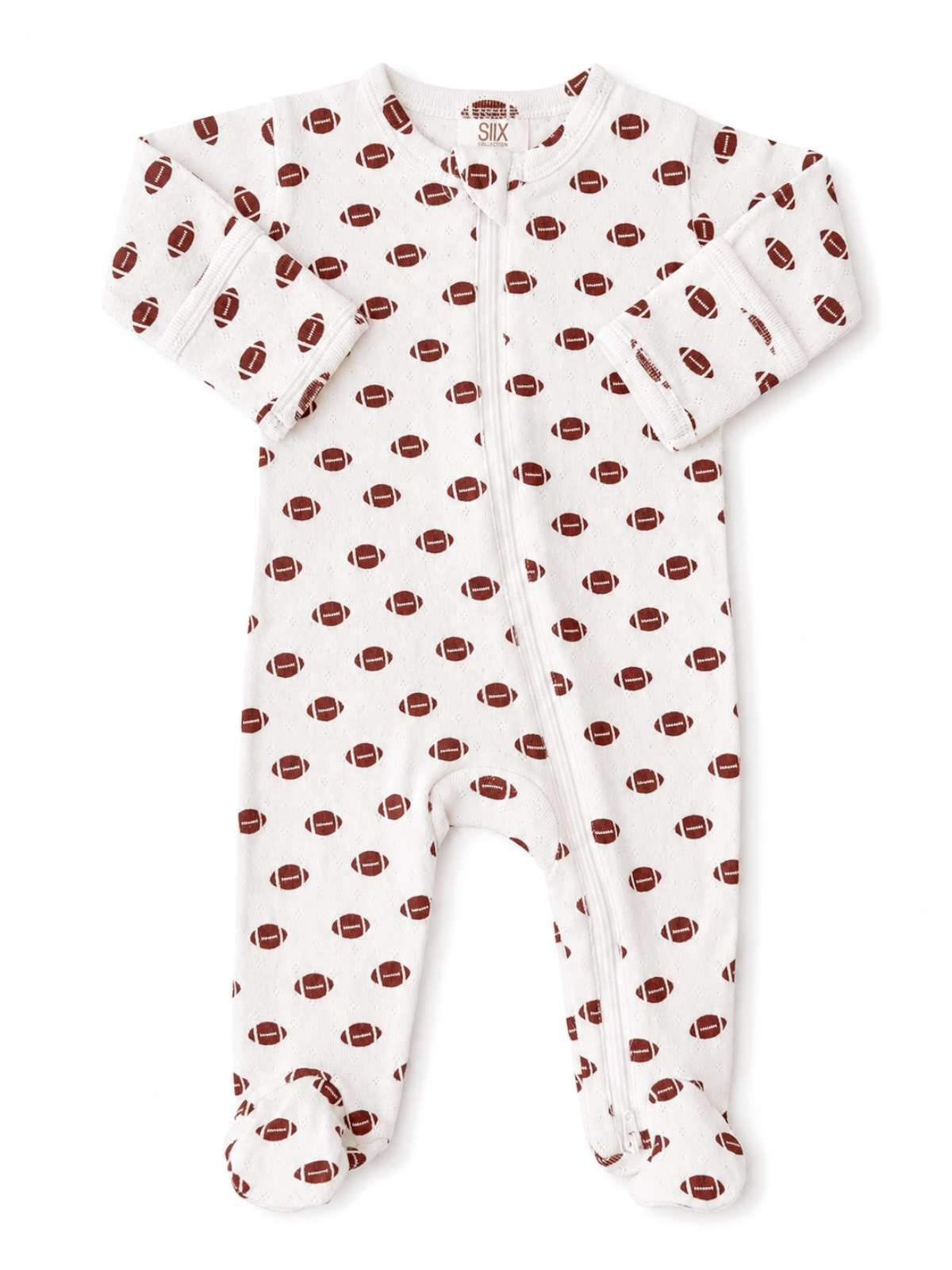 Football print organic pointelle footie - view 4