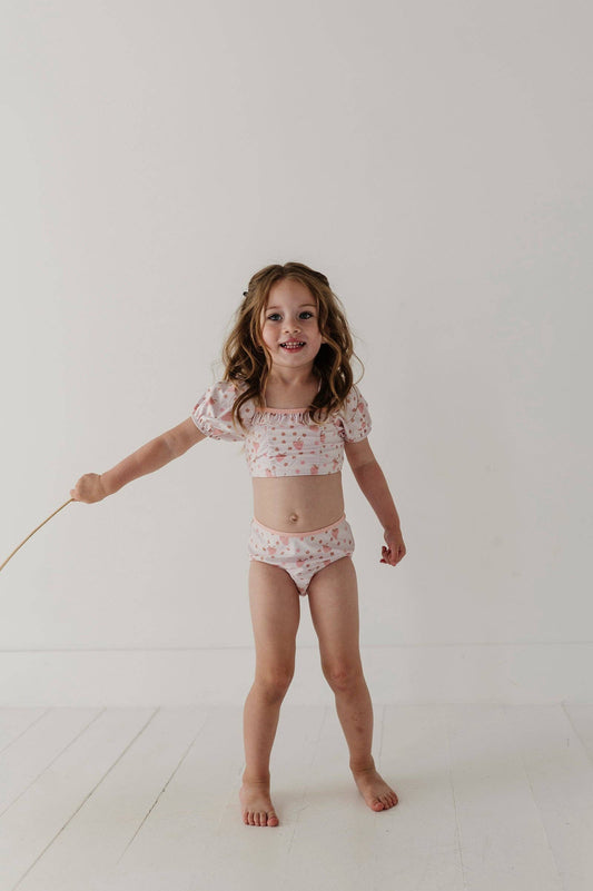 Strawberry Puff Sleeve Swimsuit