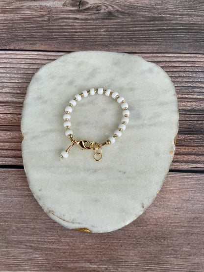 14K Gold Filled Bracelet - Matte White + Mini Gold