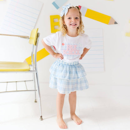 Blue Plaid Hair Bow Clip -  Back To School