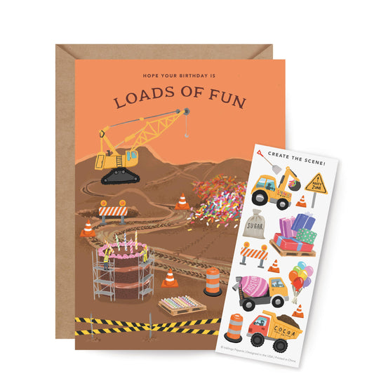 Sticker Scene Card - Construction  Birthday