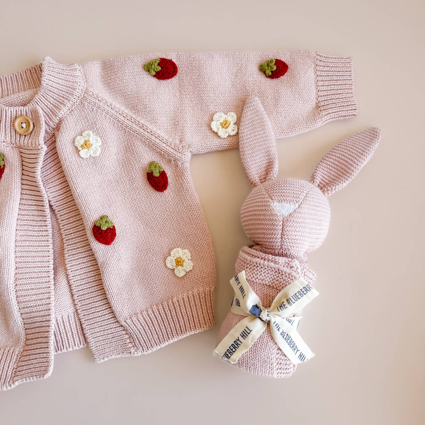 Cotton Strawberry Blush Flower Cardigan