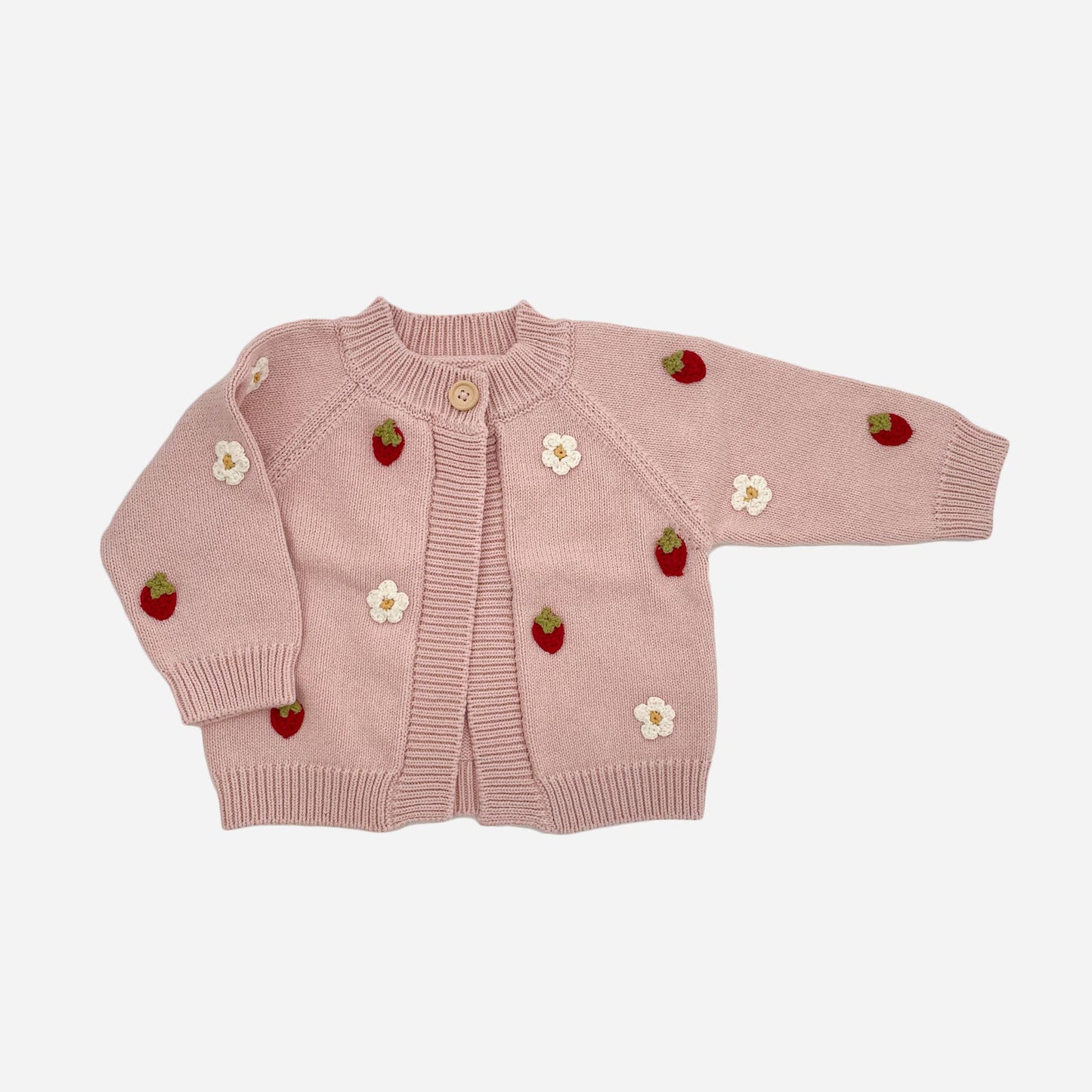 Cotton Strawberry Blush Flower Cardigan