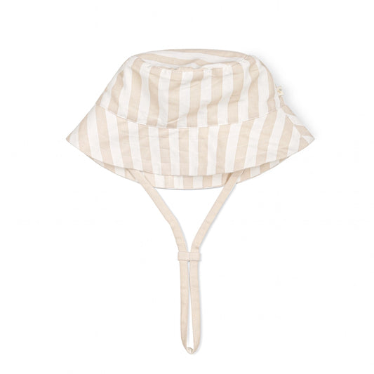 Organic Bucket Sun Hat - Beige Stripes