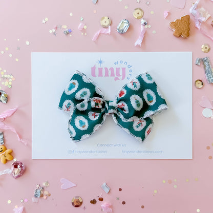 Green Cameo Christmas, crepe hair bow