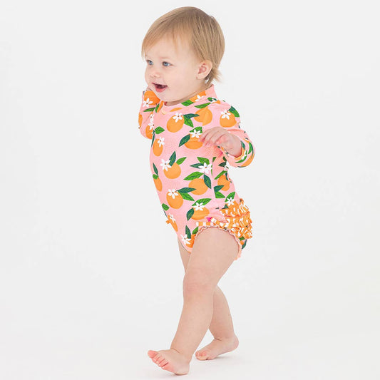 Orange You The Sweetest Long Sleeve One Piece Rash Guard