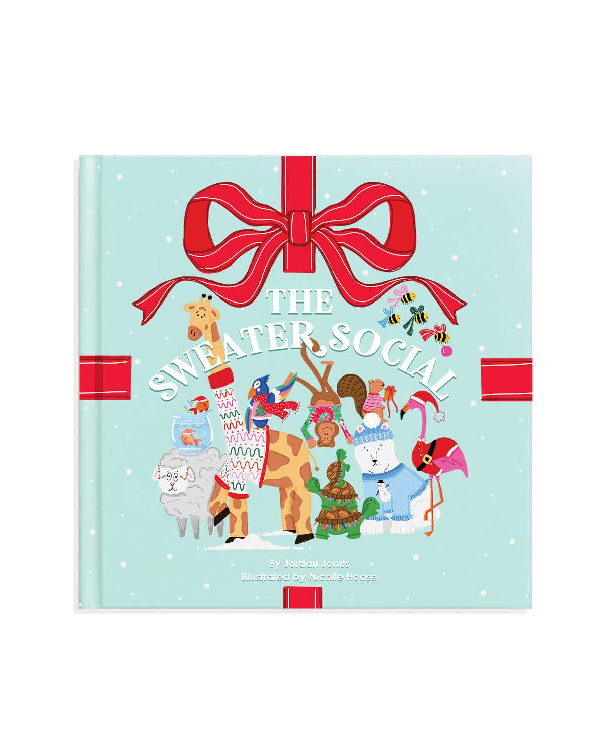 The Sweater Social hardcover holiday children's book cover with festive sweater illustration