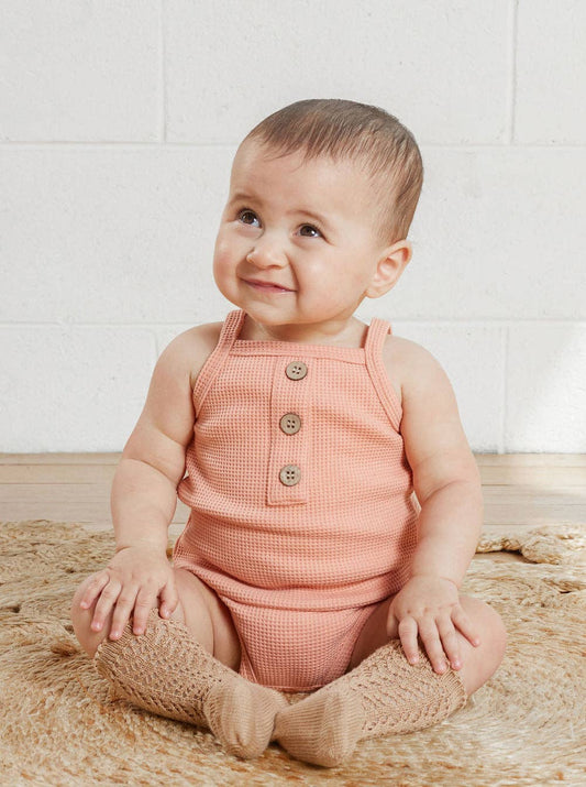 Apricot Waffle Singlet Bodysuit