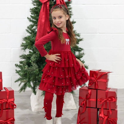 Ruby Red Velvet Coquette Bow Clip - Hair Bows