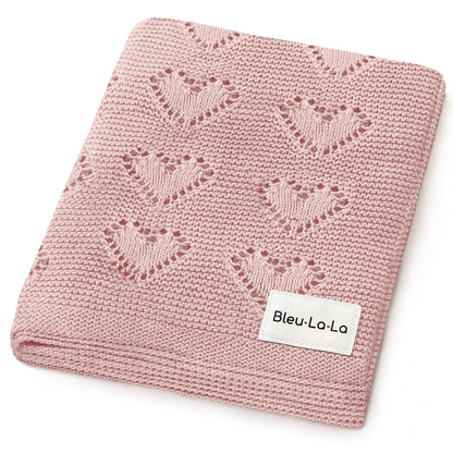 100% Luxury Cotton Swaddle Receiving Baby Blanket - Heart