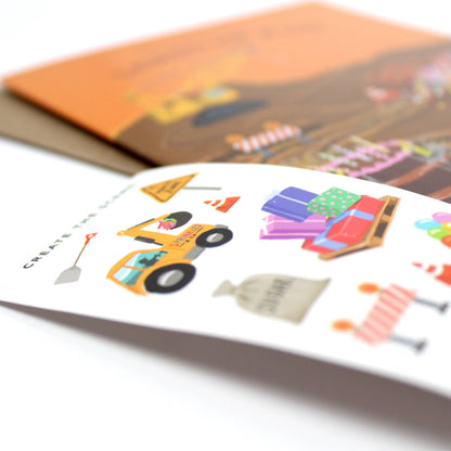 Sticker Scene Card - Construction  Birthday