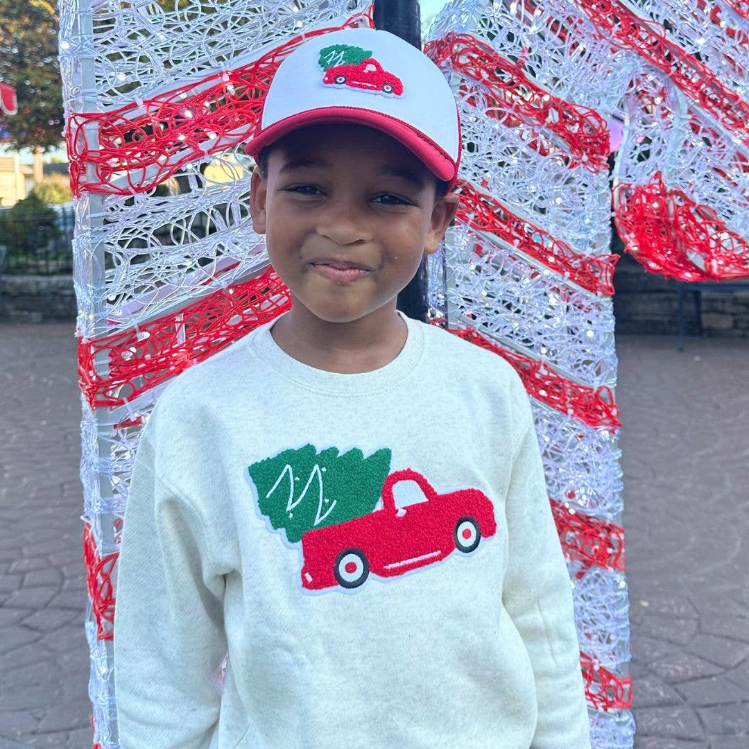 Christmas Truck Patch Sweatshirt - Kids Holiday Sweatshirt