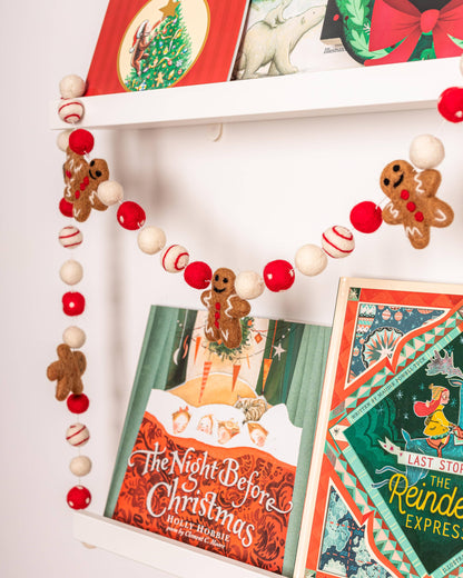 Red Gingerbread Christmas Felt Garland