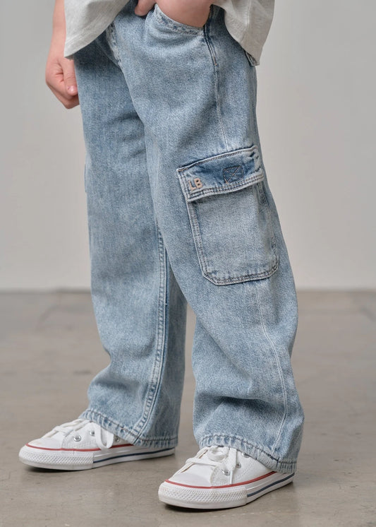 Cargo Denim Straight Leg - Light Wash