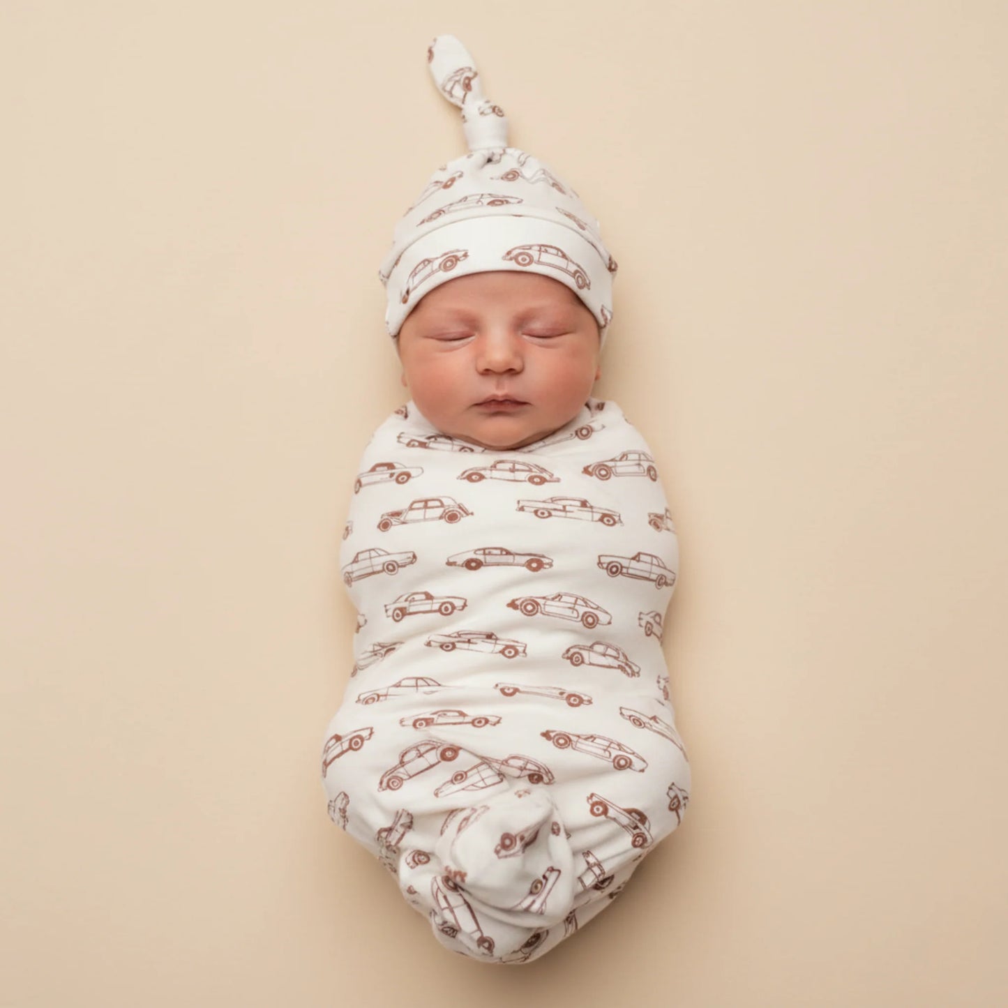 Organic Swaddle Blanket & Hat Set - Cars