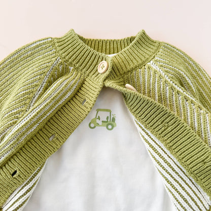 Green Brioche Knit Cardigan