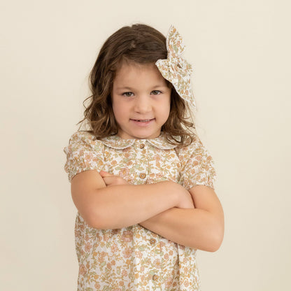 Organic Puff Sleeve Collar Dress - Tuscan Bloom