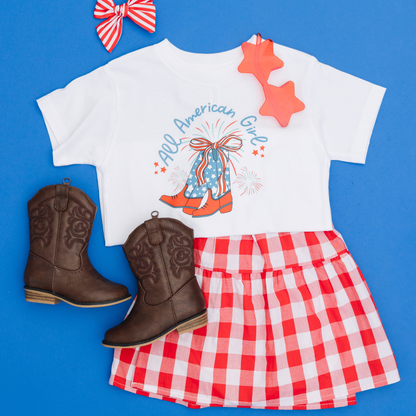 All American Girl Cowboy Boots 4th of July Shirt