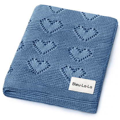 100% Luxury Cotton Swaddle Receiving Baby Blanket - Heart