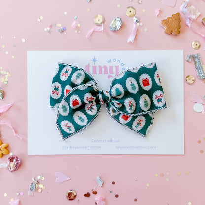 Green Cameo Christmas, crepe hair bow