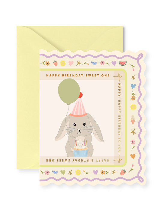 Birthday Bunny Scallop Greeting Card