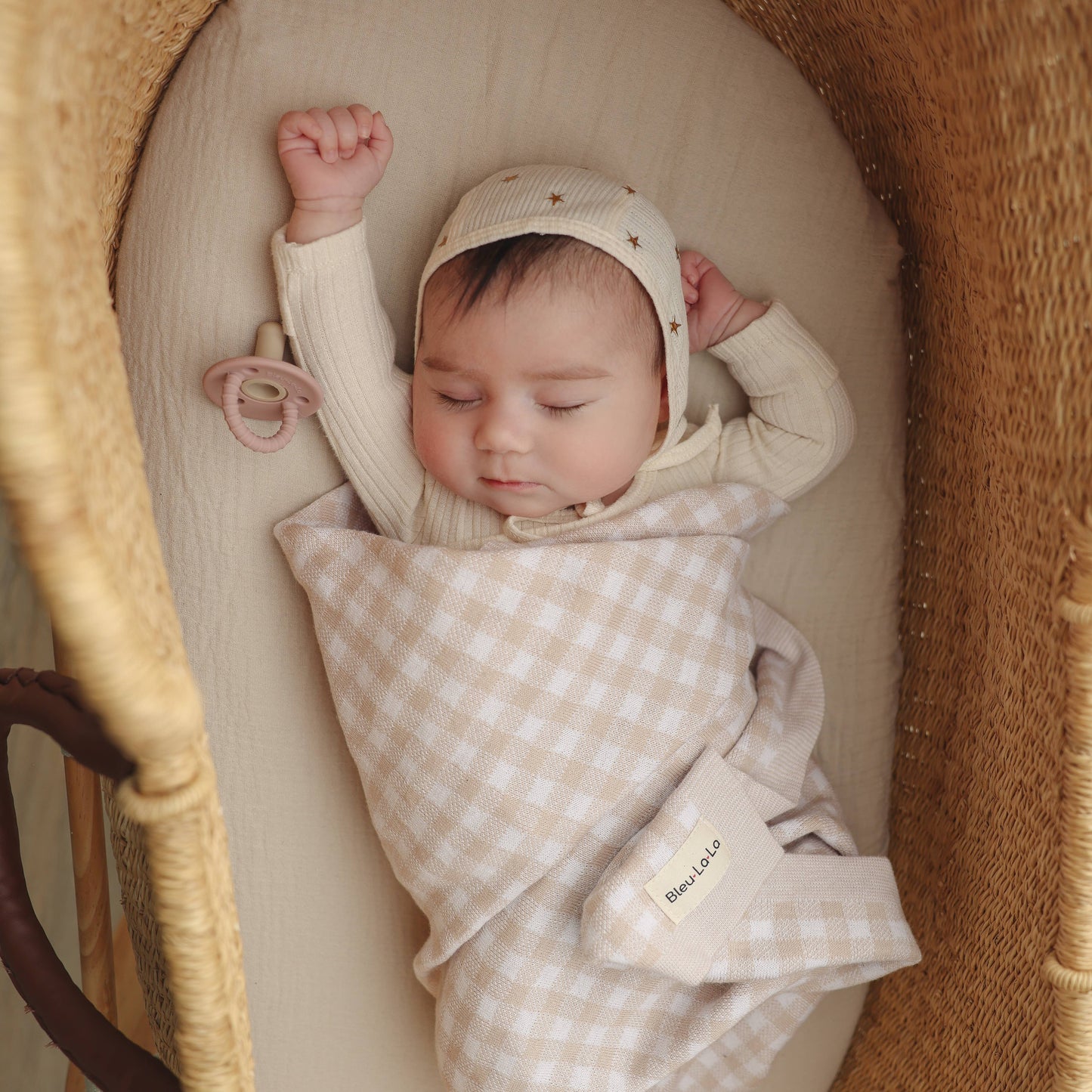 100% Luxury Cotton Checkered Baby Blanket - Pink