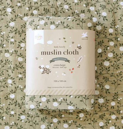 Dark Sage Blossom Swaddle/Muslin Cloth