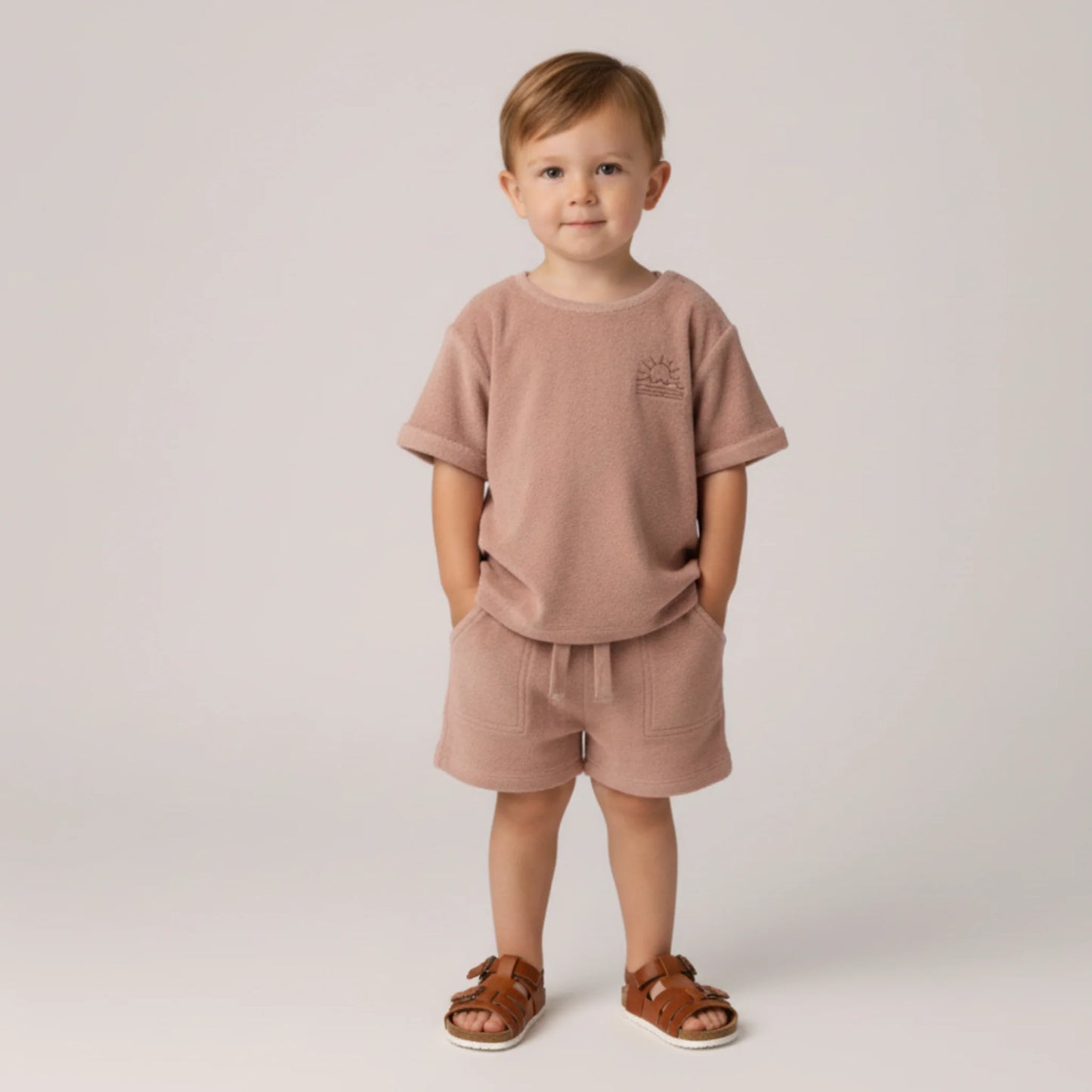 Organic Terry Tee & Shorts Set - Clay