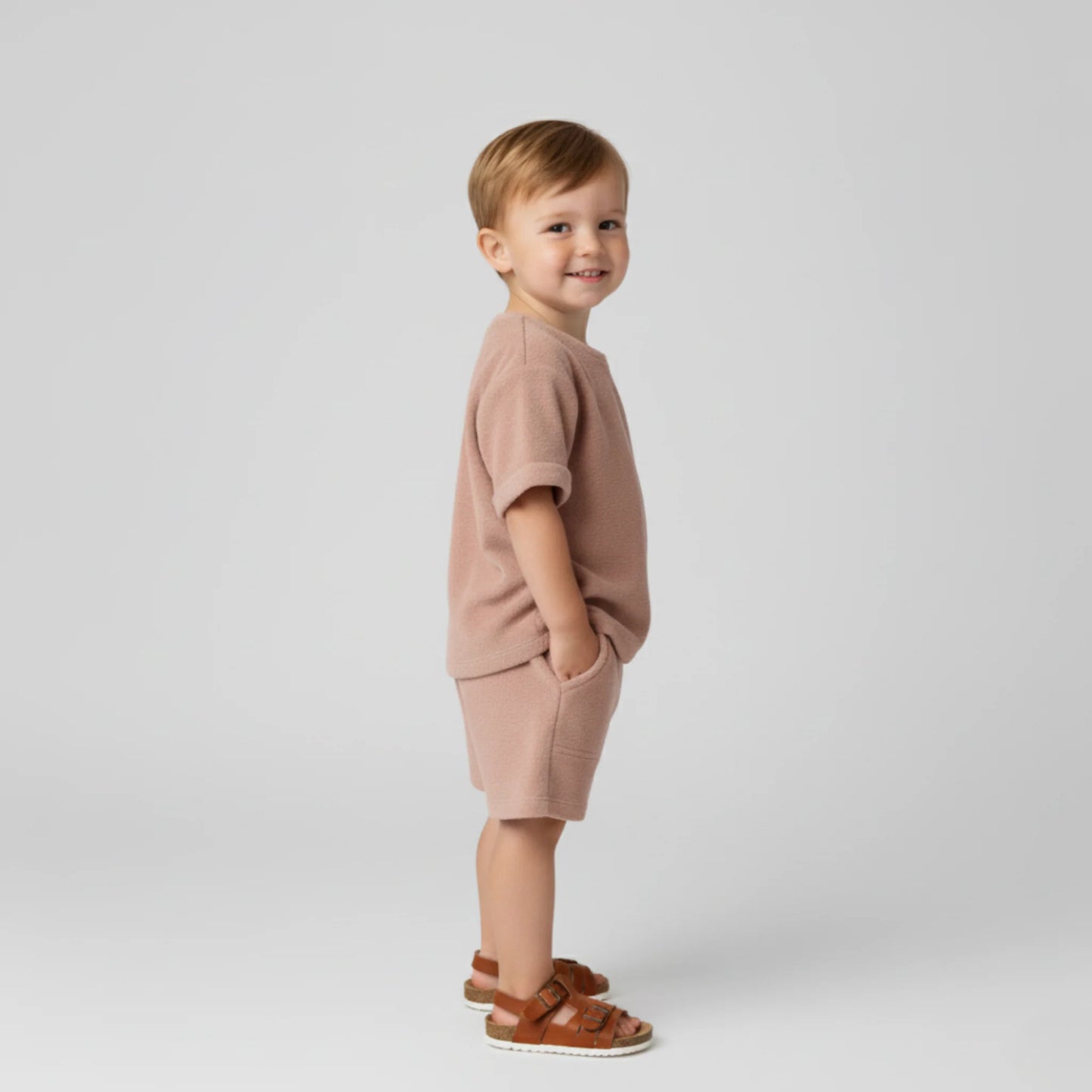Organic Terry Tee & Shorts Set - Clay