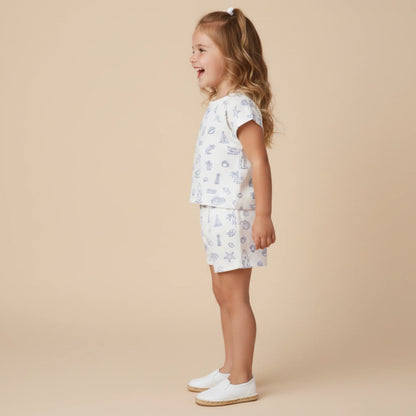 Organic Drop Shoulder Tee & Shorts Set - Coastal