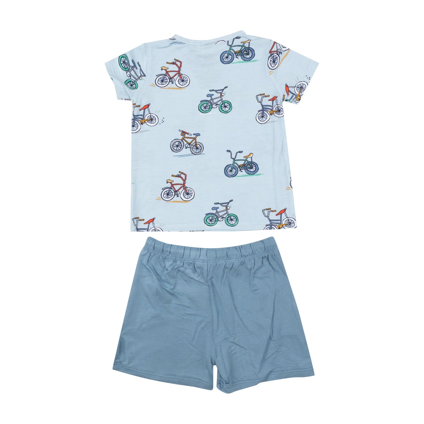 Crew Neck Tee & Short Set, Bikes Blue