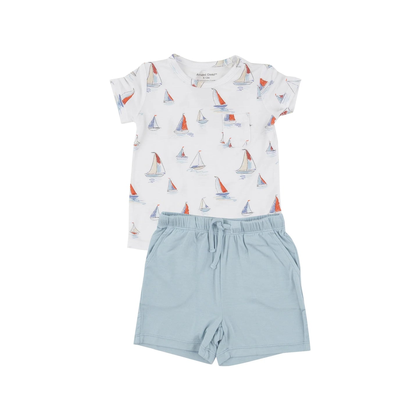 Crew Neck Tee & Short Set, Sketchy Sailboats