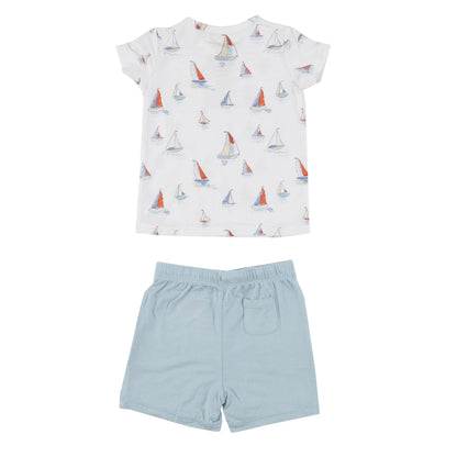 Crew Neck Tee & Short Set, Sketchy Sailboats