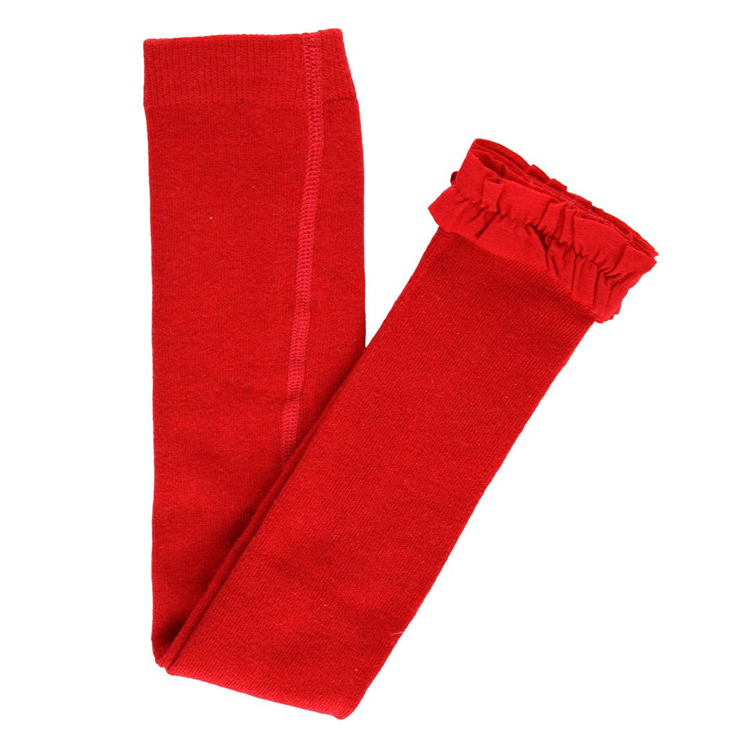 Girls Red Footless Ruffle Tights