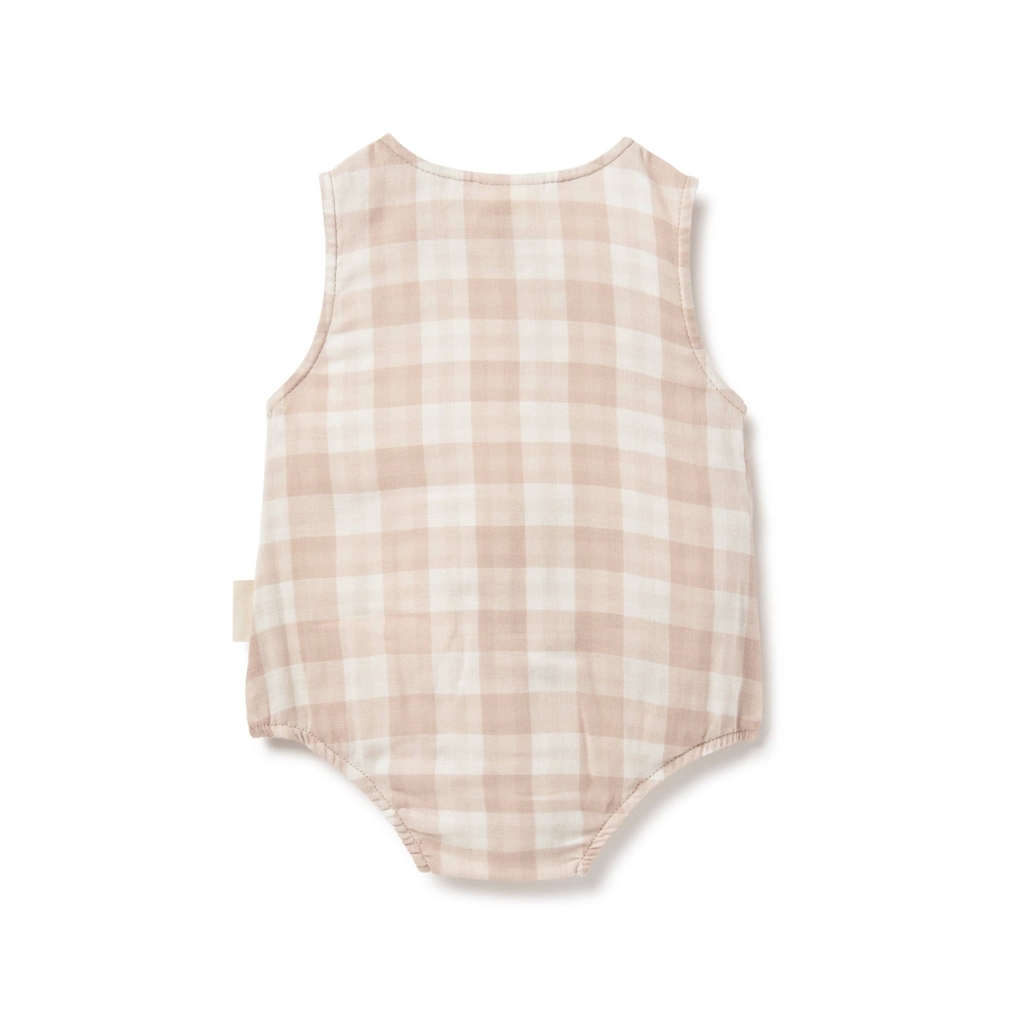 Taupe Gingham Muslin Romper