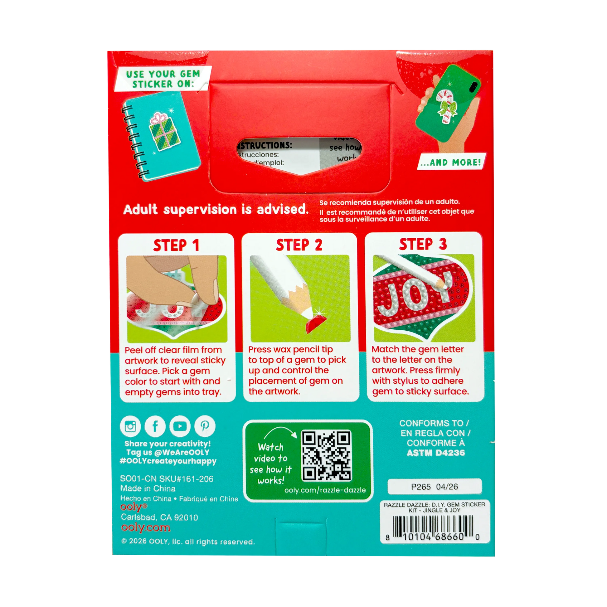 Mini Razzle Dazzle DIY Gem Sticker Kit - Jingle & Joy - view 6