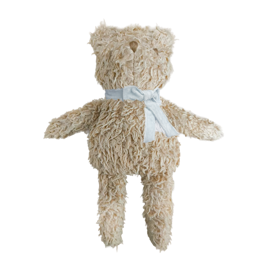 Plush Bear Toy Blue Velvet Bow Teddy Baby Shower Kid Gift