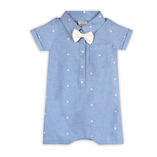 Isla Bowtie Chambray Baby Romper