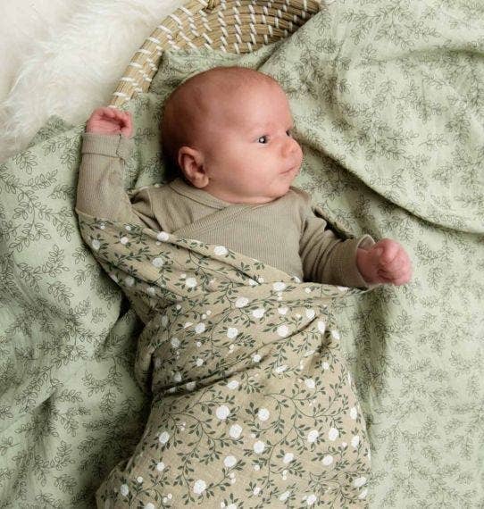 Swaddle/Muslin cloth XL: leaves - sage