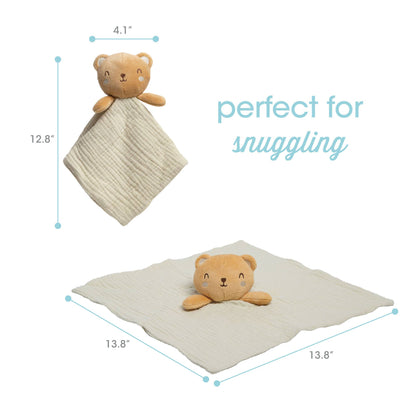 Bear Snuggle Blanket, Organic Cotton Muslin Lovey