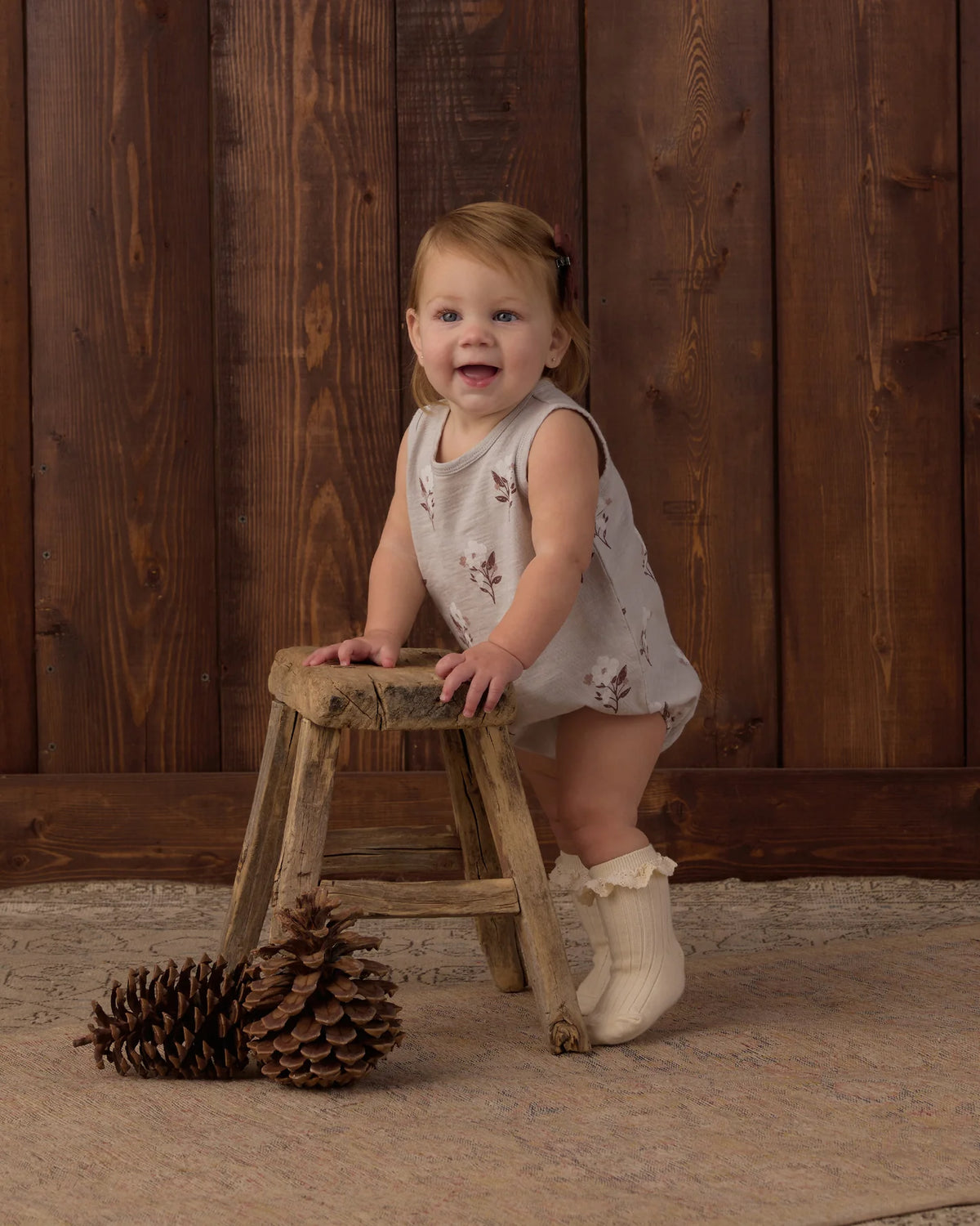 Rylee + Cru Lace Trim Socks in rosewood and natural, product view of the rib knit socks