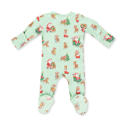 Vintage Reindeer & Santa Uni - 2 Way Zipper Footie, view 2