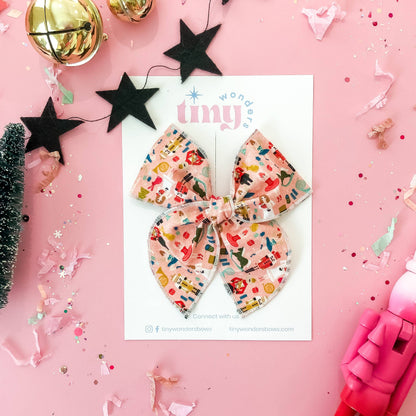 Nutcrackers on Pink hair bow