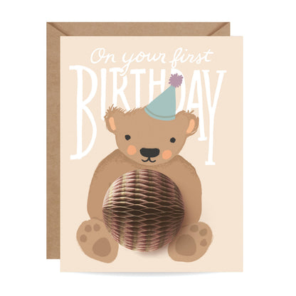 Pop-up Card - Teddy Bear - First Birthday